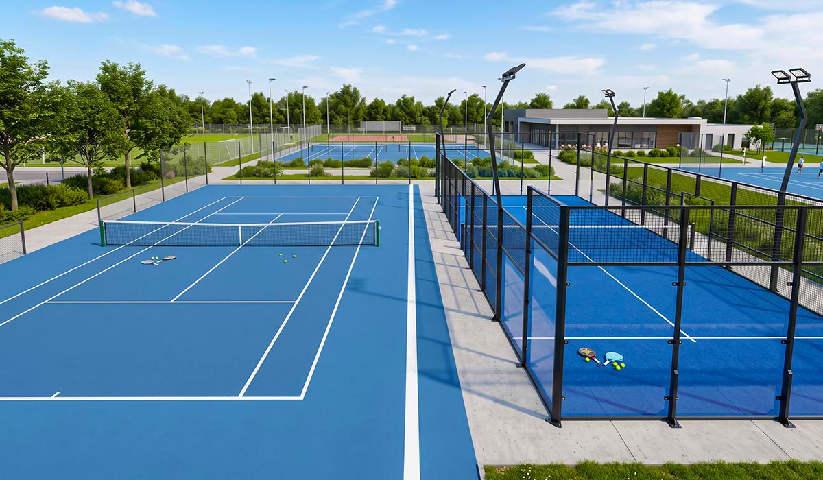 Pista de pádel construida convirtiendo una pista de tenis existente