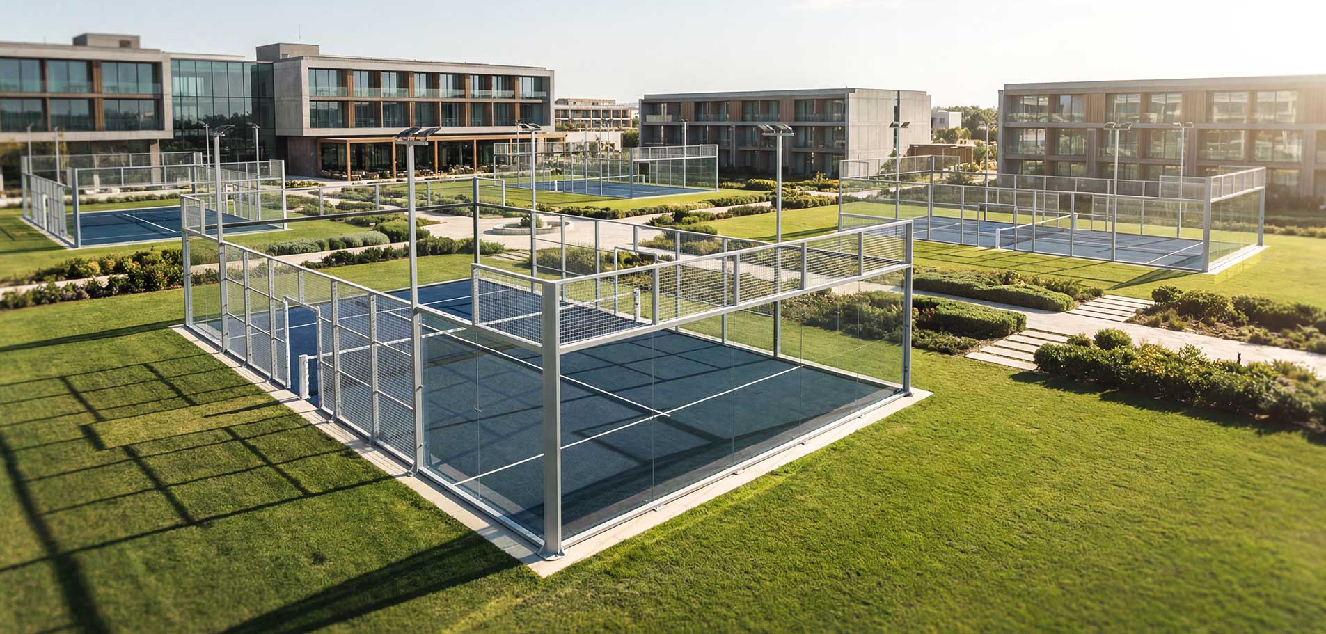 Pista de pádel construida convirtiendo una pista de tenis existente